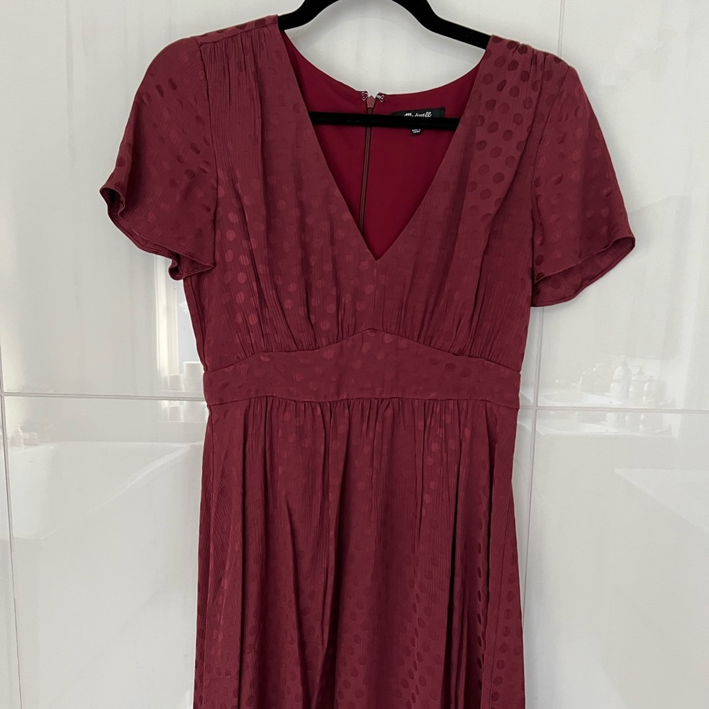 Madewell Burgundy V Neck Mini Dress